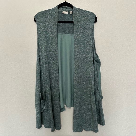 Logo by Lori Goldstein women’s heather teal satin back vest size 2X draped - Picture 1 of 3